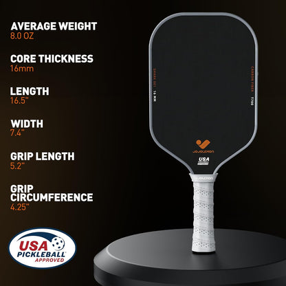 JOJOLEMON Pickleball Paddles, Carbon Fiber Pickleball Paddle with a 16mm Shark Power Polymer Core