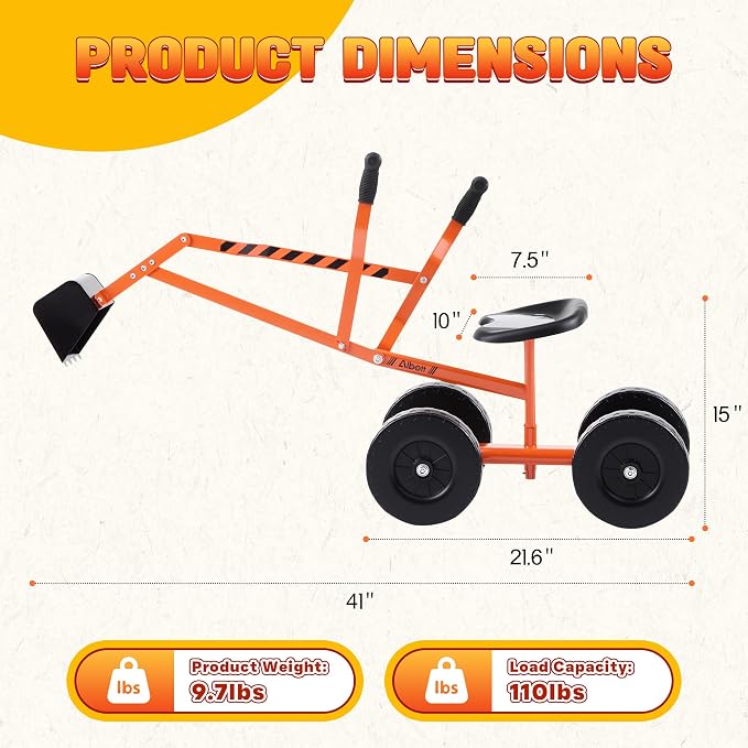 Kids Excavator Ride On Beach Toys
