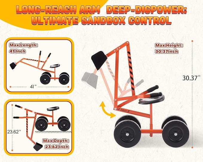 Kids Excavator Ride On Beach Toys