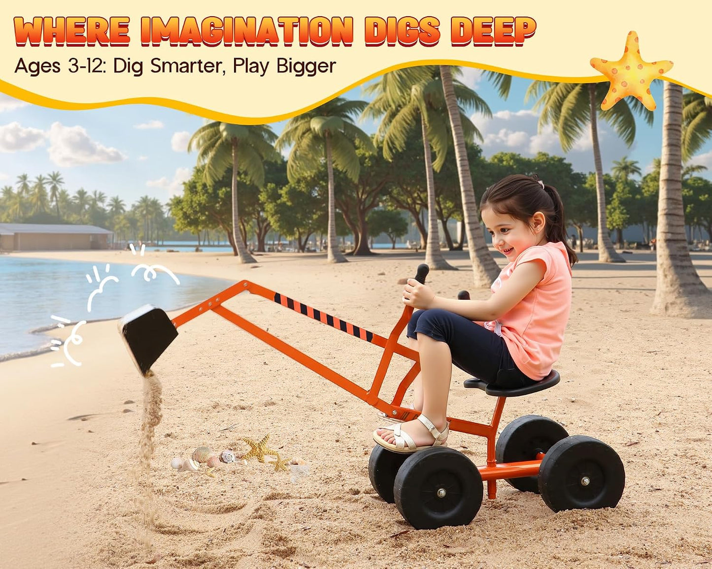 Kids Excavator Ride On Beach Toys