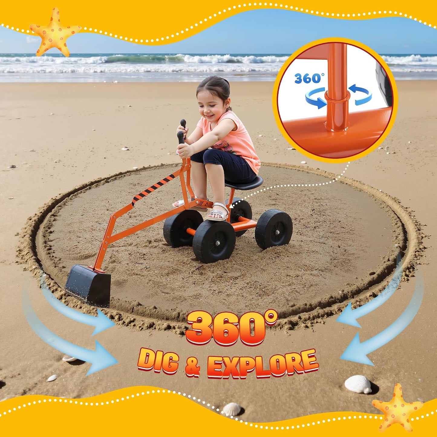 Kids Excavator Ride On Beach Toys
