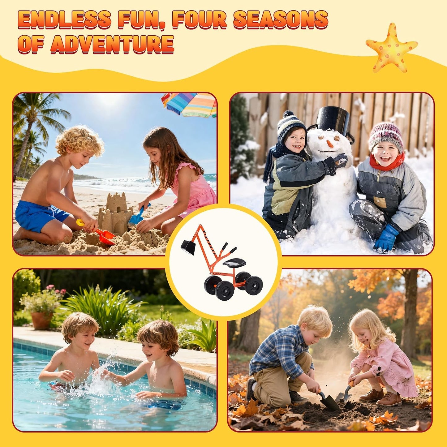 Kids Excavator Ride On Beach Toys
